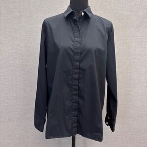Gretchen Scott Womens Black Cotton Stretch Button Down Shirt Size XL